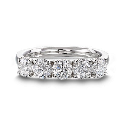 GIA Certified Diamond 5 Stone Eternity Ring 1.52ct F-SI1 in Platinum