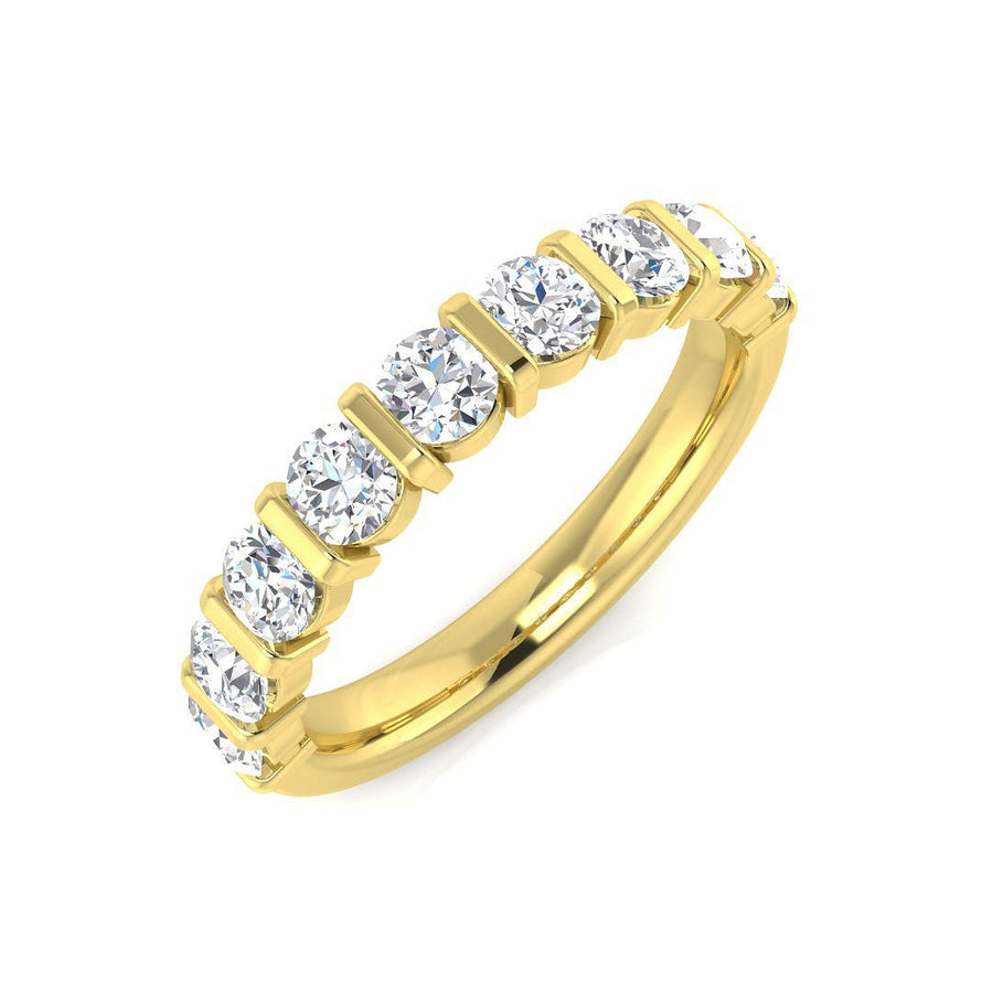 1.00ct F - VS Quality 9 Stone Diamond Eternity Ring in 18k Yellow Gold - My Jewel World