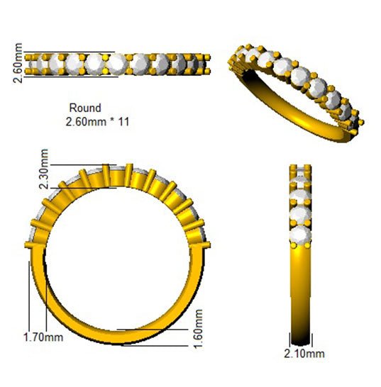 11 Stone Diamond Eternity Ring 0.75ct F - VS Quality in 18k Rose Gold - My Jewel World