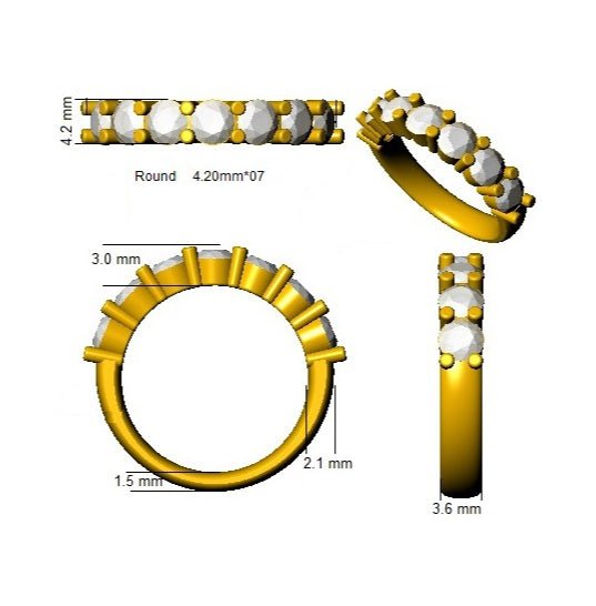 7 Stone Diamond Eternity Ring 2.20ct F - VS Quality in 18k Yellow Gold - My Jewel World