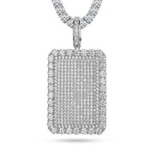 925 Sterling Silver Military Cubic Zirconia Dog Tag Pendant - My Jewel World