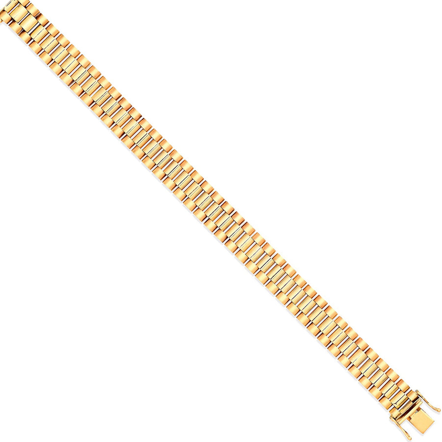 9ct Gold 14mm 8 Inch President Link Style Watch Bracelet 40g - My Jewel World