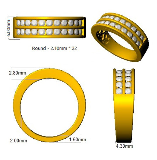 Diamond 22 Stone Eternity Ring 0.75ct F-VS Quality in 18k White Gold