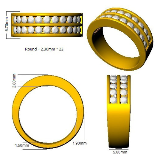 Diamond 22 Stone Eternity Ring 1.00ct F-VS Quality in 18k White Gold