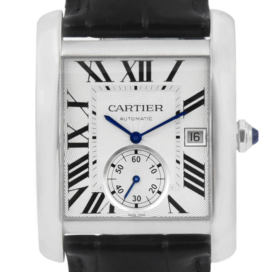 Cartier Tank MC Large White Dial Leather Strap Ref: W5330003