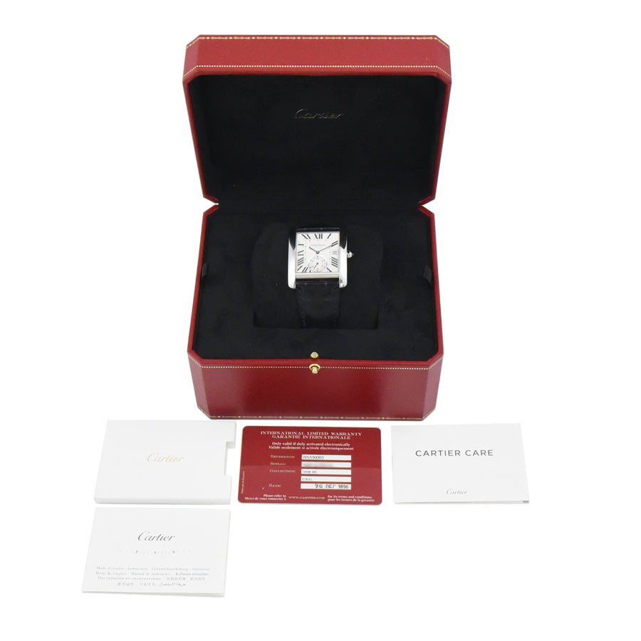 Cartier Tank MC Large White Dial Leather Strap Ref: W5330003