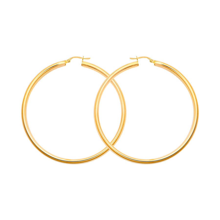 9ct Yellow Gold 3mm Polished Hoop Earrings 55mm