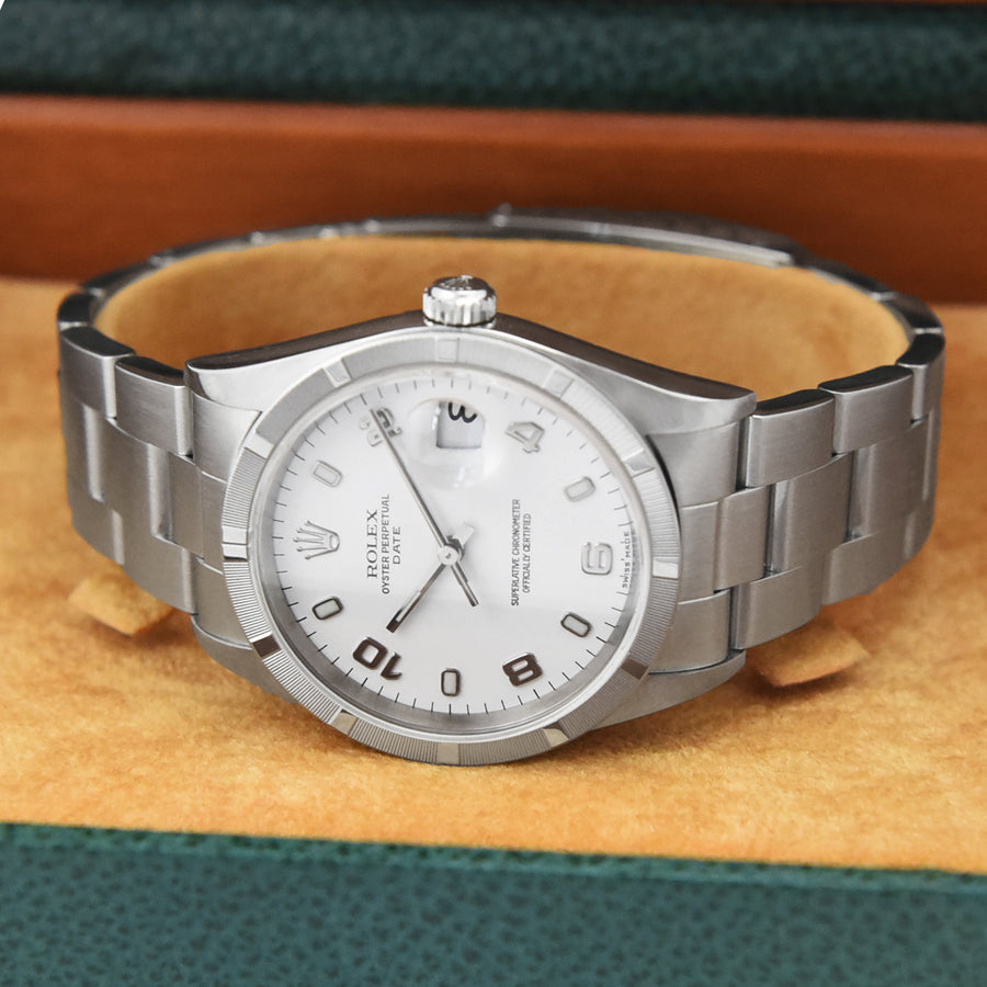 Rolex Oyster Perpetual Date White Dial Stainless Steel Ref: 15210