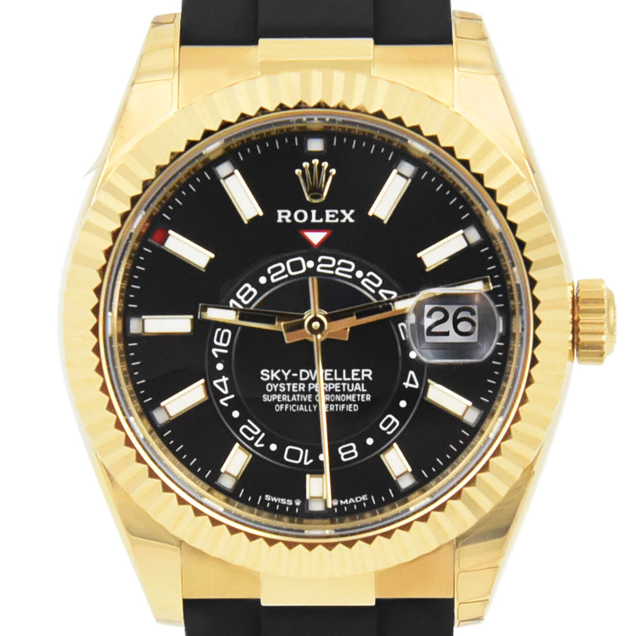 Rolex Sky-Dweller Black Dial Rubber Strap Ref: 336328