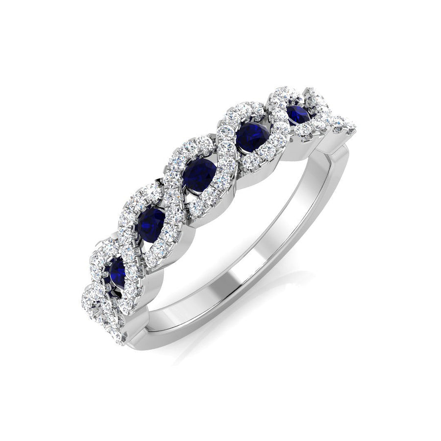Sapphire & Diamond Eternity Ring 0.55ct F-VS Quality in 18k White Gold