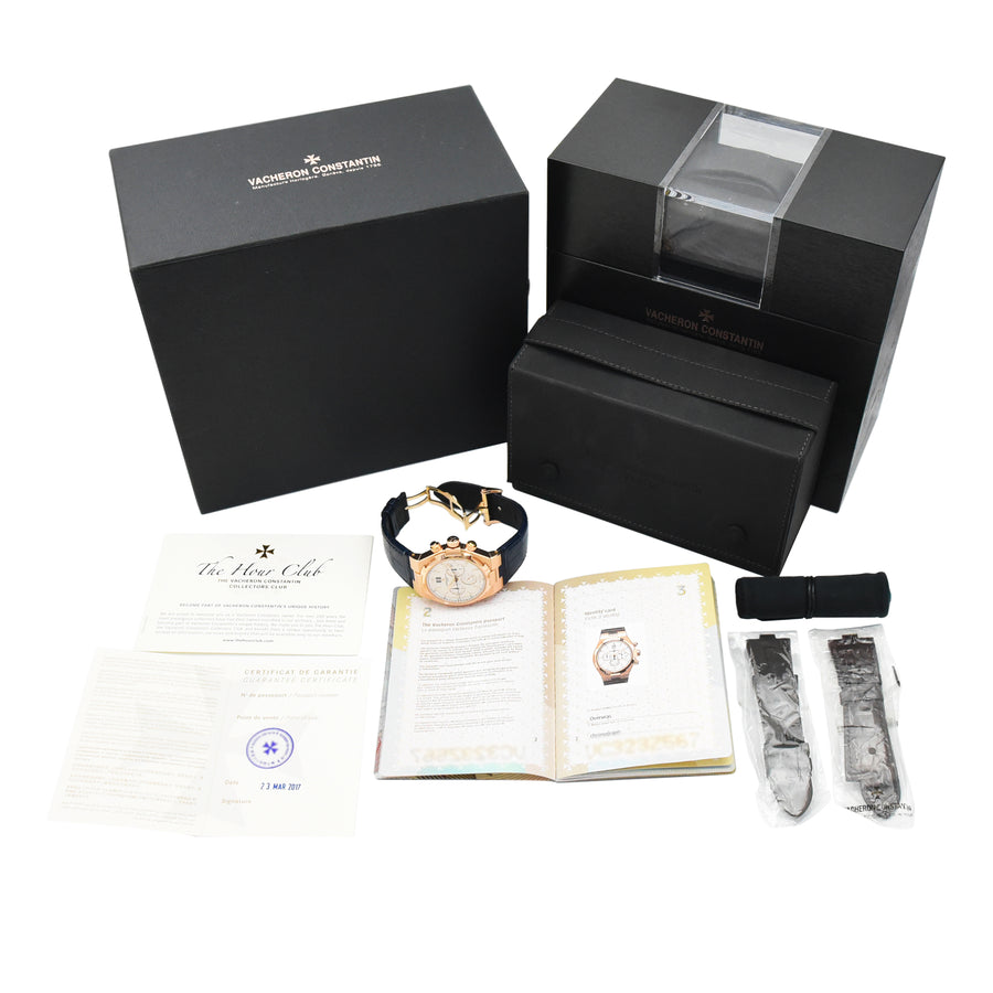 Vacheron Constantin Overseas Chronograph White Dial Leather Strap Ref: 49150/000R