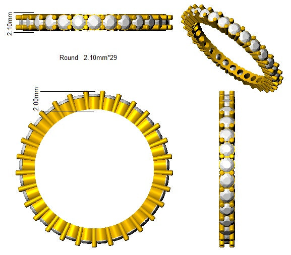 Diamond Full Eternity Ring 2.0mm 1.00ct F-VS Quality in Platinum