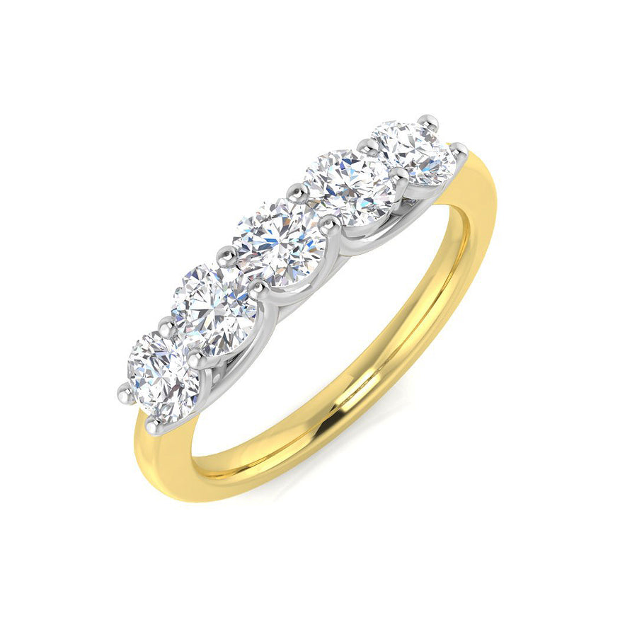 5 Stone Diamond Eternity Ring 1.00ct F-VS Quality in 18k Yellow Gold
