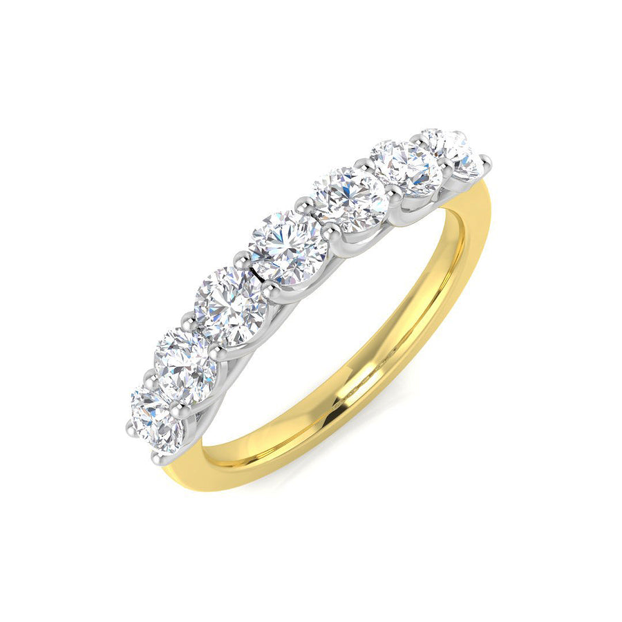 7 Stone Diamond Eternity Ring 0.75ct F-VS Quality in 18k Yellow Gold