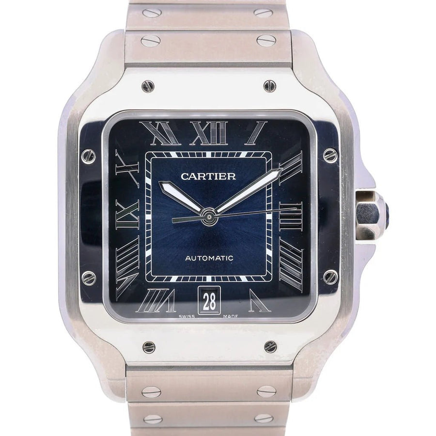 Cartier Santos De Cartier Blue Dial Stainless Steel Ref: WSSA0030 - My Jewel World