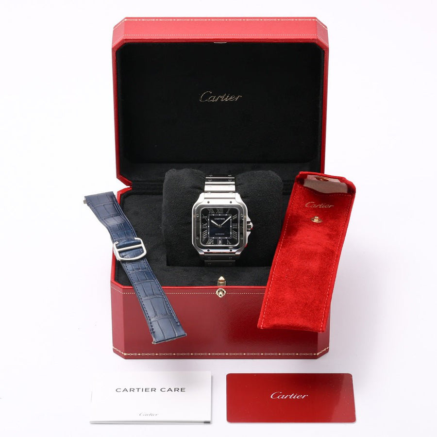 Cartier Santos De Cartier Blue Dial Stainless Steel Ref: WSSA0030 - My Jewel World