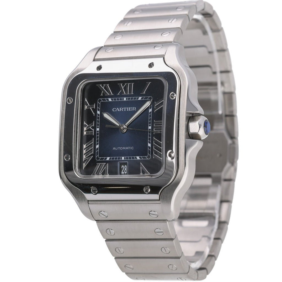 Cartier Santos De Cartier Blue Dial Stainless Steel Ref: WSSA0030 - My Jewel World