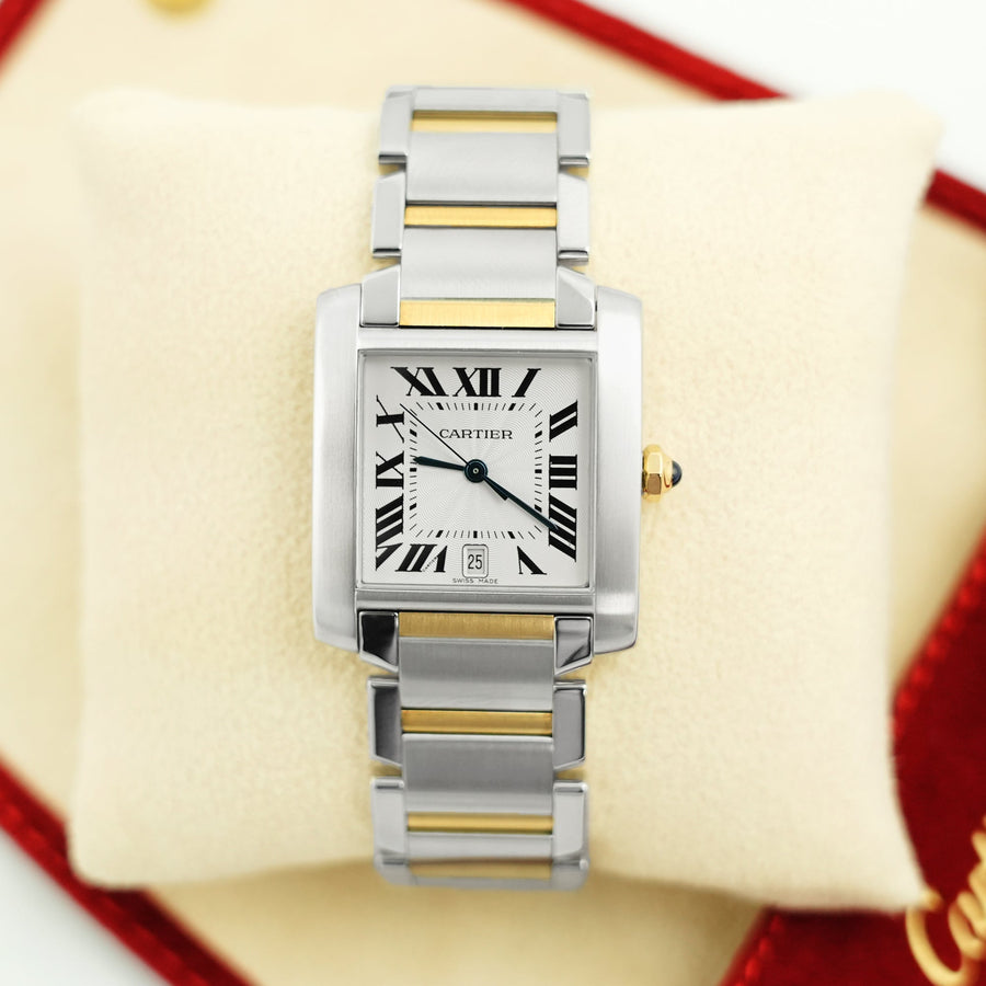 Cartier Tank Francaise Silver Dial Gold Steel Ref 2302 My Jewel World