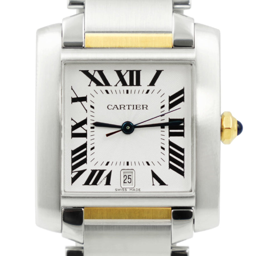 Cartier Tank Francaise Silver Dial Gold Steel Ref 2302 My Jewel World