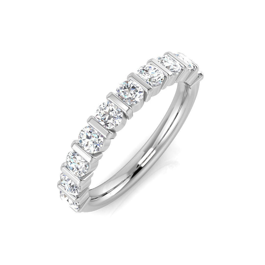 Diamond 10 Stone Eternity Ring 0.75ct F-VS Quality in 18k White Gold - My Jewel World