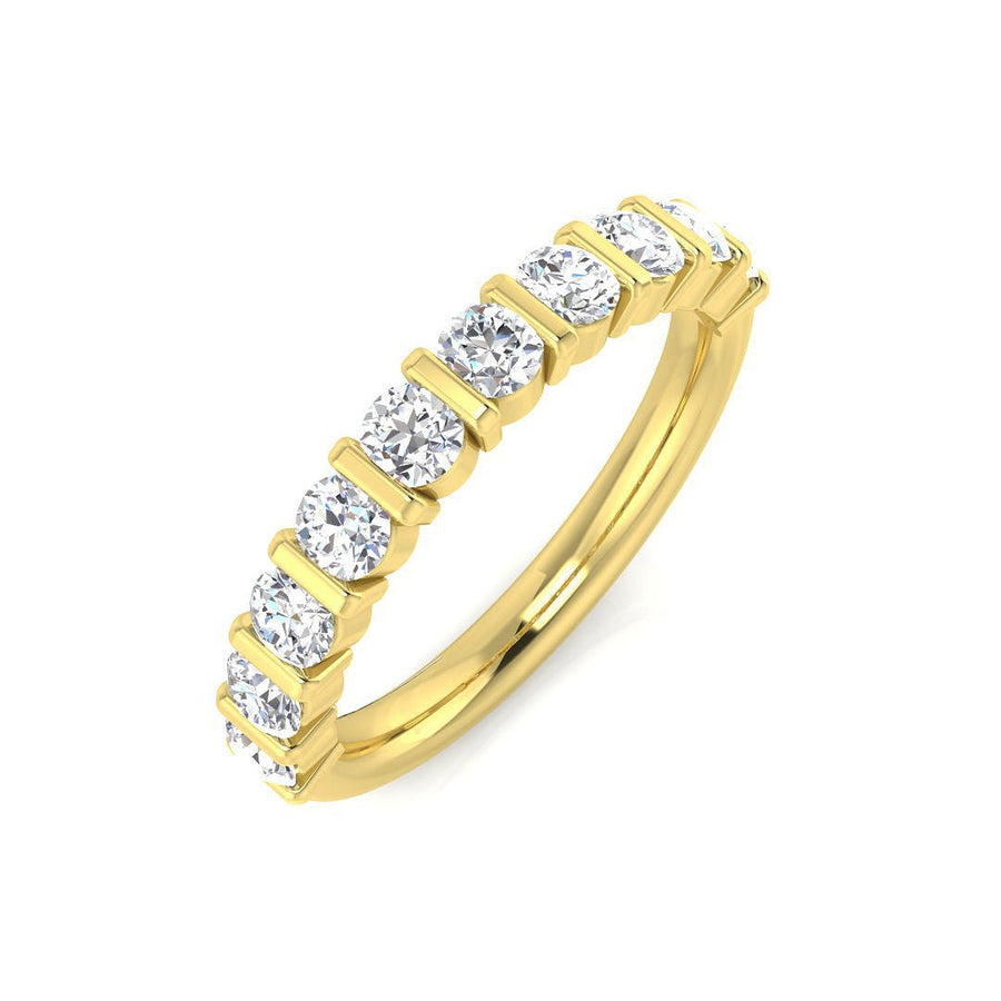 Diamond 10 Stone Eternity Ring 0.75ct F-VS Quality in 18k Yellow Gold - My Jewel World