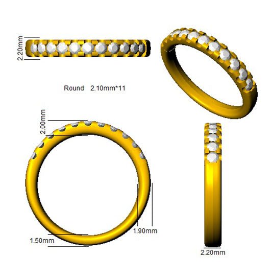 Diamond 11 Stone Eternity Ring 0.40ct F-VS Quality in 18k Yellow Gold - My Jewel World