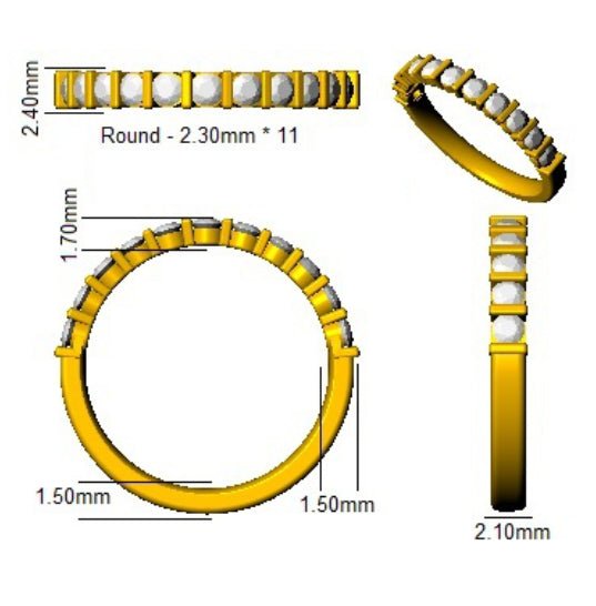 Diamond 11 Stone Eternity Ring 0.50ct F-VS Quality in 18k White Gold - My Jewel World