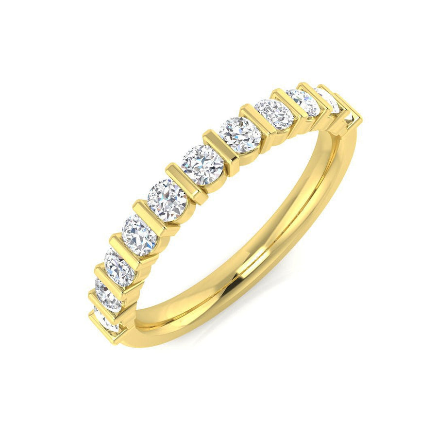 Diamond 11 Stone Eternity Ring 0.50ct F-VS Quality in 18k Yellow Gold - My Jewel World