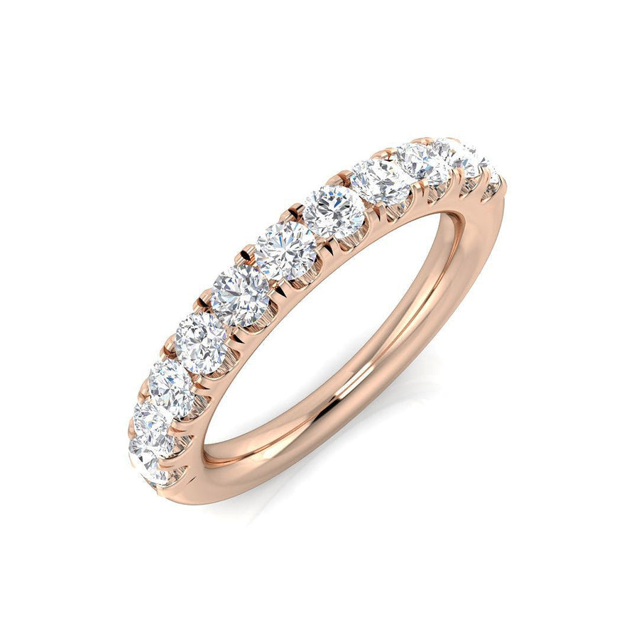 Diamond 11 Stone Eternity Ring 0.75ct F-VS Quality in 18k Rose Gold - My Jewel World