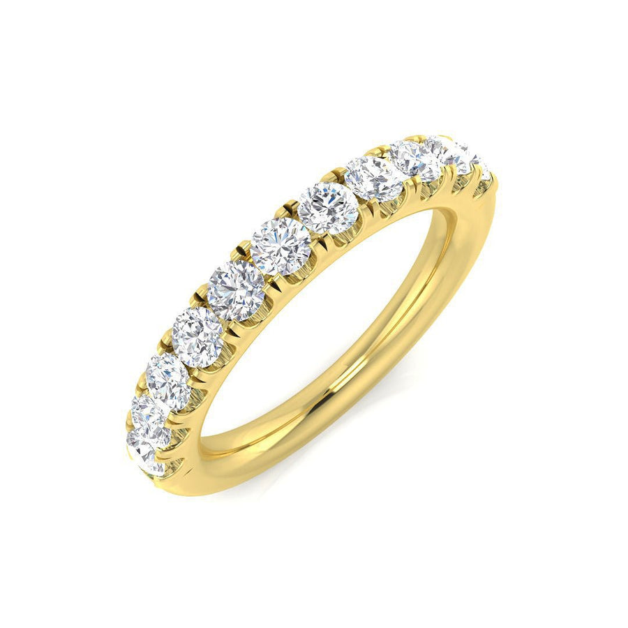 Diamond 11 Stone Eternity Ring 0.75ct F-VS Quality in 18k Yellow Gold - My Jewel World