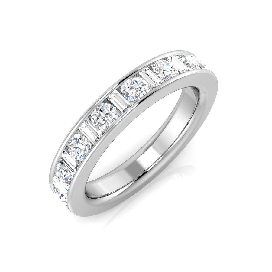 Diamond 15 Stone Eternity Ring 0.75ct F-VS Quality in 18k White Gold - My Jewel World