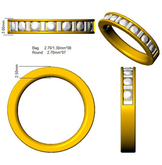 Diamond 15 Stone Eternity Ring 0.75ct F-VS Quality in 18k Yellow Gold - My Jewel World