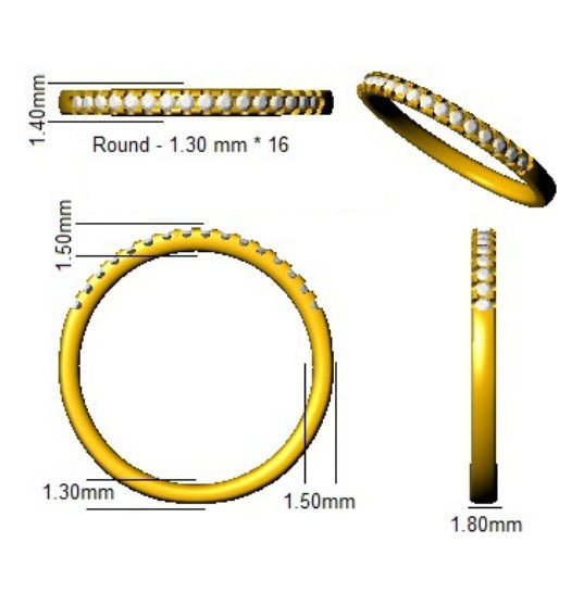 Diamond 16 Stone Eternity Ring 0.15ct F-VS Quality in 18k Rose Gold - My Jewel World