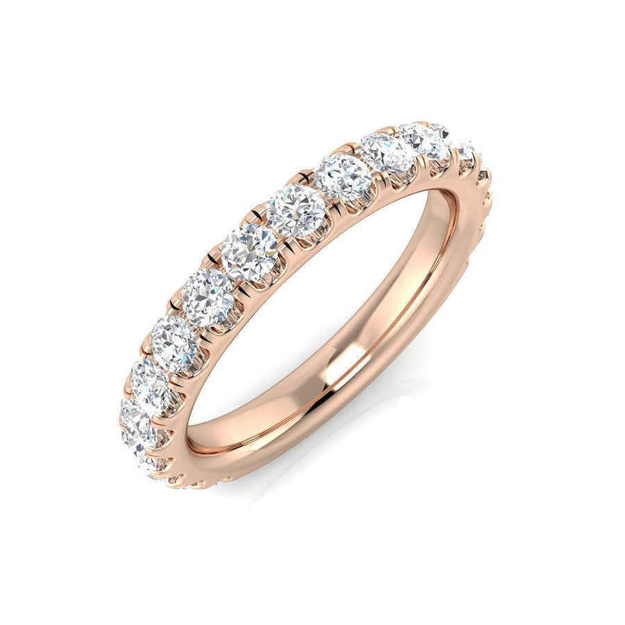 Diamond 16 Stone Eternity Ring 0.80ct F-VS Quality in 18k Rose Gold - My Jewel World