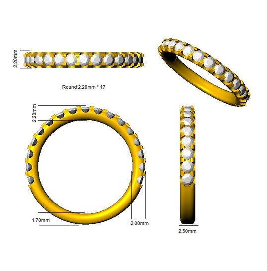 Diamond 17 Stone Eternity Ring 0.65ct F-VS Quality in Platinum - My Jewel World