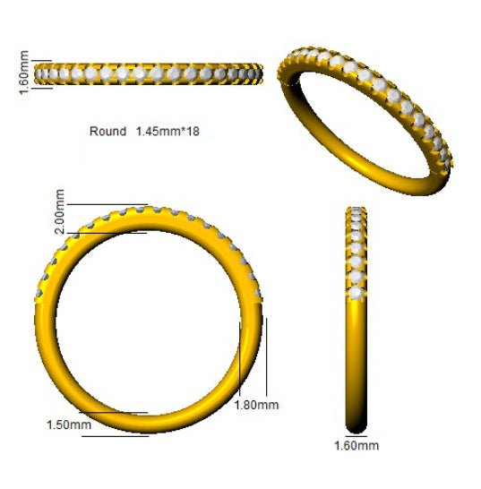 Diamond 18 Stone Eternity Ring 0.20ct F-VS Quality in 18k Yellow Gold - My Jewel World