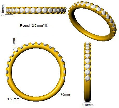 Diamond 18 Stone Eternity Ring 0.50ct F-VS Quality in 18k Yellow Gold - My Jewel World