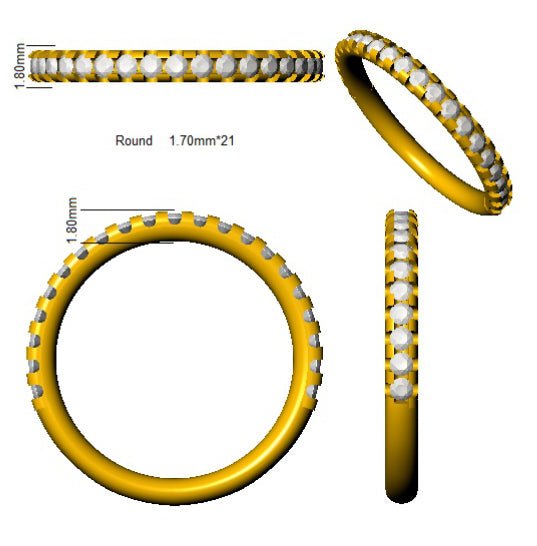 Diamond 21 Stone Eternity Ring 0.40ct F-VS Quality in 18k Yellow Gold - My Jewel World