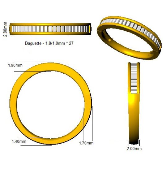 Diamond 25 Stone Eternity Ring 0.25ct F-VS Quality in 18k Yellow Gold - My Jewel World