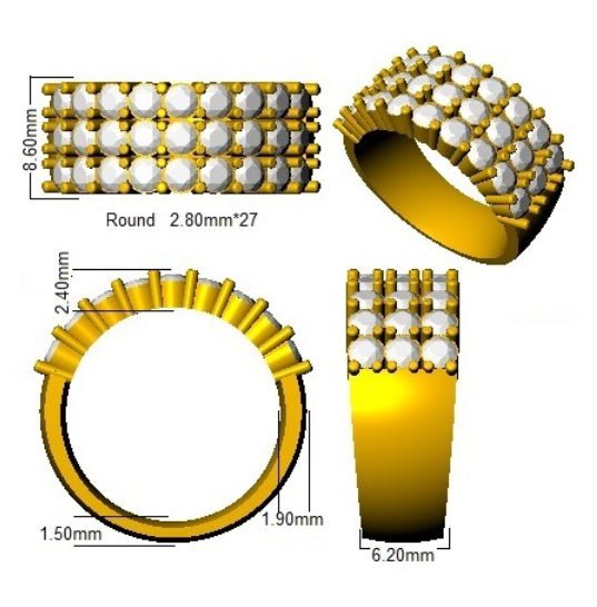 Diamond 27 Stone Eternity Ring 2.20ct F-VS Quality in 18k White Gold - My Jewel World