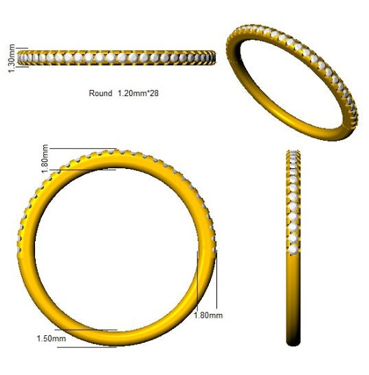 Diamond 28 Stone Eternity Ring 0.20ct F-VS Quality in 18k Yellow Gold - My Jewel World