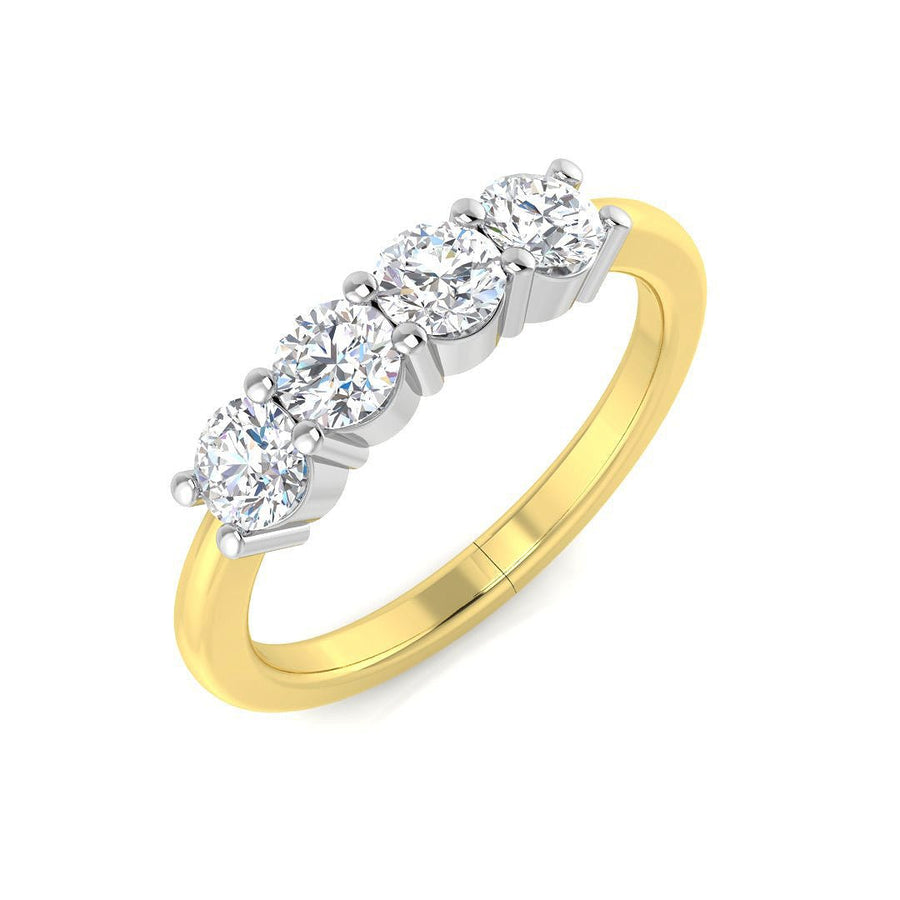 Diamond 4 Stone Eternity Ring 0.45ct F-VS Quality in 18k Yellow Gold - My Jewel World