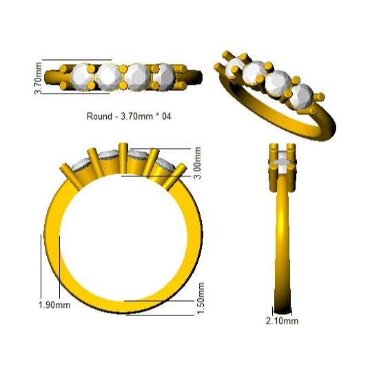 Diamond 4 Stone Eternity Ring 0.75ct F-VS Quality in 18k Yellow Gold - My Jewel World