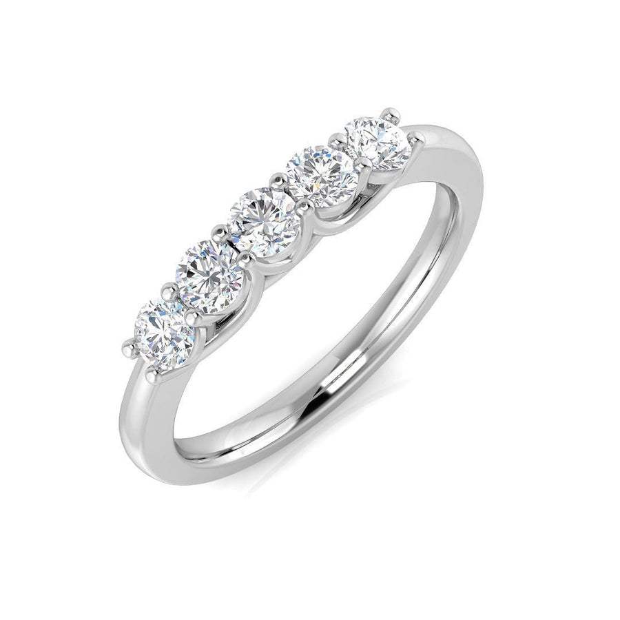 Diamond 5 Stone Eternity Ring 0.30ct F-VS Quality in 18k White Gold - My Jewel World