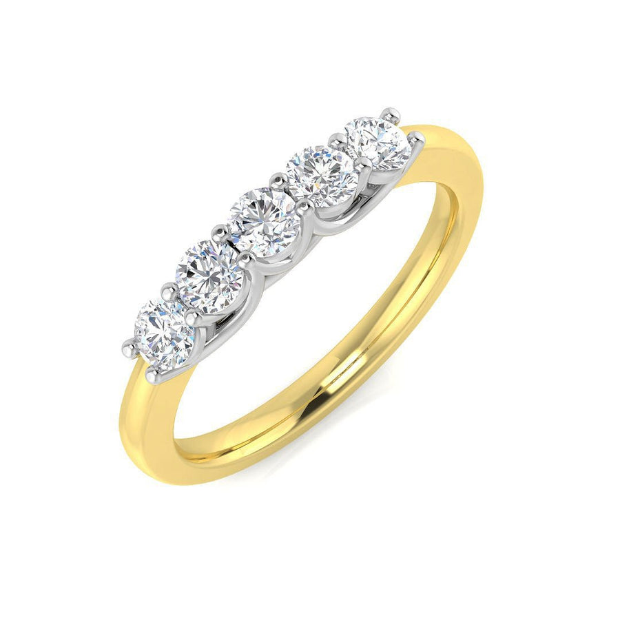 Diamond 5 Stone Eternity Ring 0.30ct F-VS Quality in 18k Yellow Gold - My Jewel World