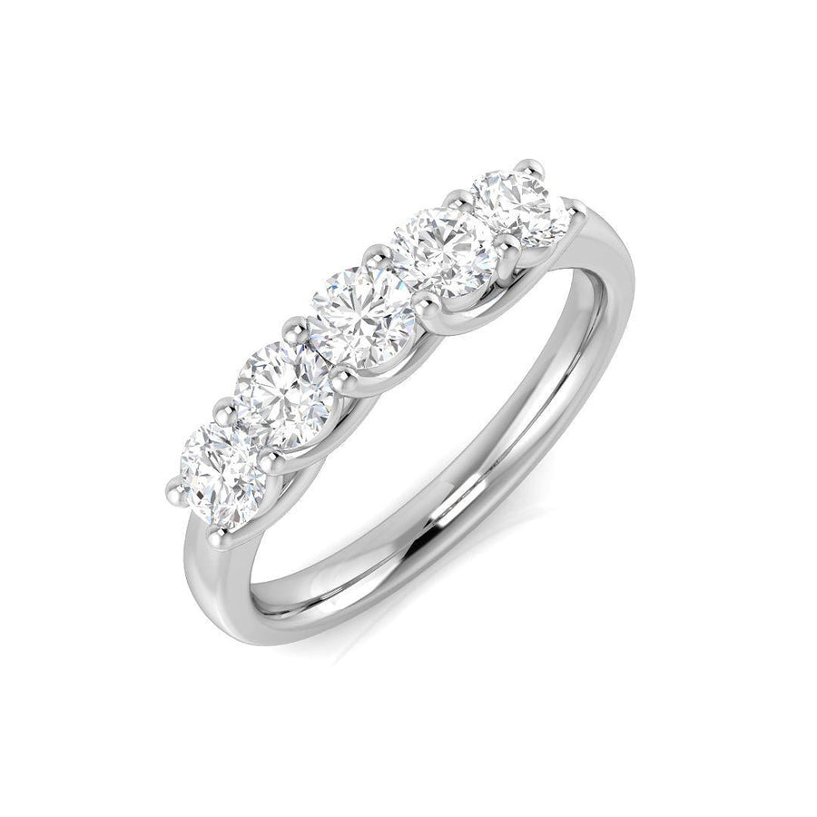 Diamond 5 Stone Eternity Ring 0.75ct F-VS Quality in 18k White Gold - My Jewel World