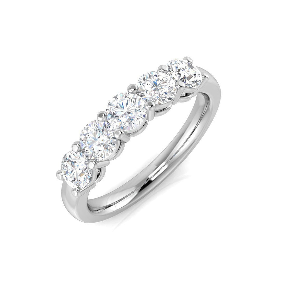 Diamond 5 Stone Eternity Ring 1.00ct F-VS Quality in 18k White Gold - My Jewel World