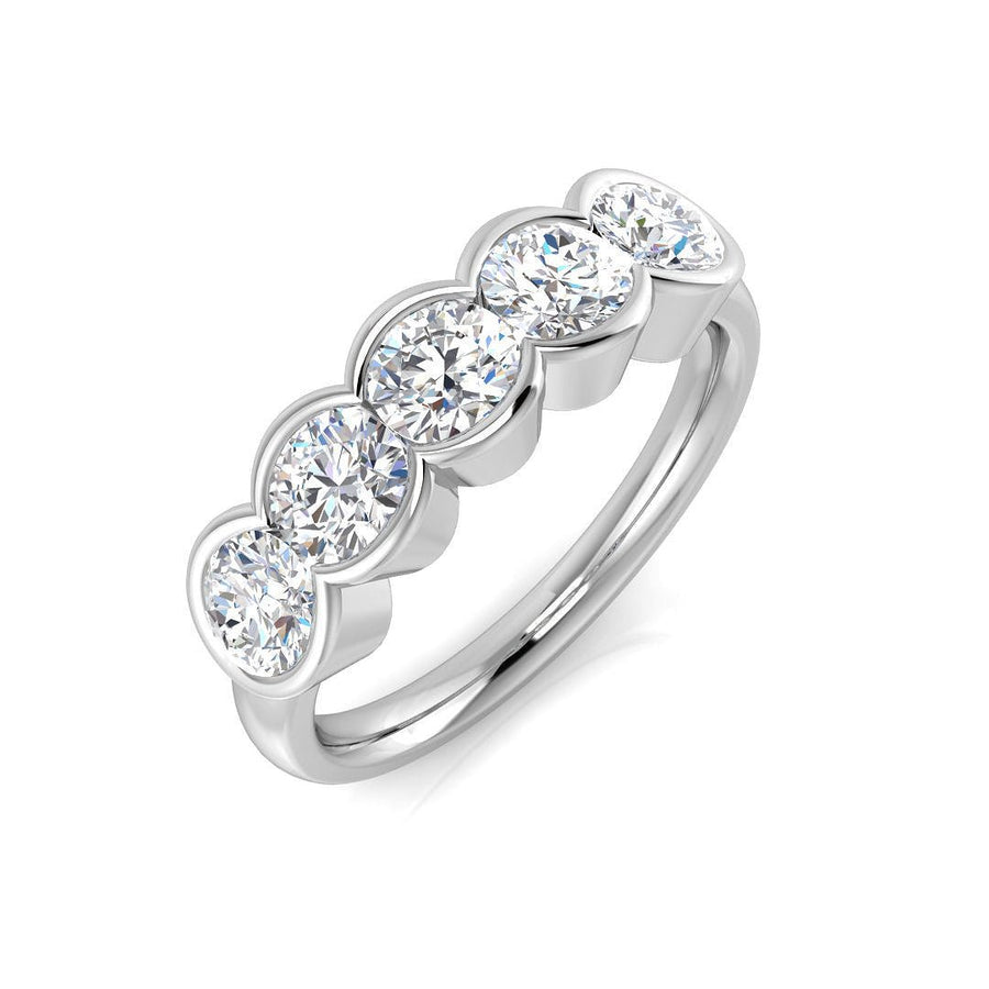 Diamond 5 Stone Eternity Ring 1.35ct F-VS Quality in 18k White Gold - My Jewel World