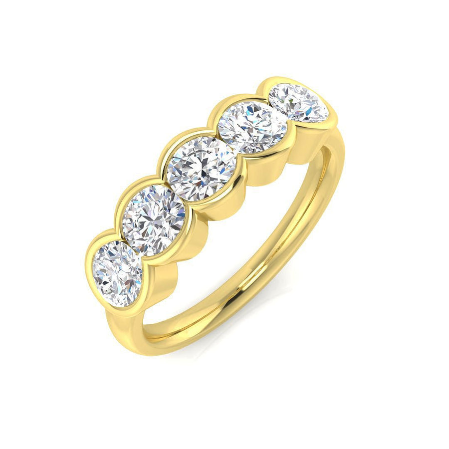 Diamond 5 Stone Eternity Ring 1.35ct F-VS Quality in 18k Yellow Gold - My Jewel World