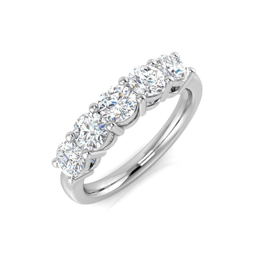 Diamond 5 Stone Eternity Ring 1.50ct F-VS Quality in 18k White Gold - My Jewel World
